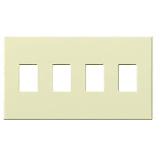 Lutron NT-SSSS-FB-AL Nova T Screwless 4 Gang Wallplate Decora Opening in Almond, Matte Finish