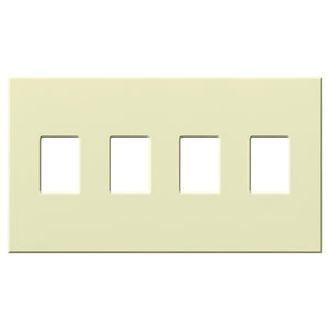 Lutron NT-SSSS-FB-AL Nova T Screwless 4 Gang Wallplate Decora Opening in Almond, Matte Finish