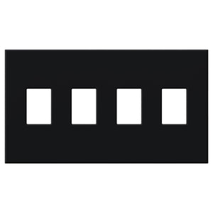 Lutron NT-SSSS-FB-BL Nova T Screwless 4 Gang Wallplate Decora Opening in Black, Matte Finish
