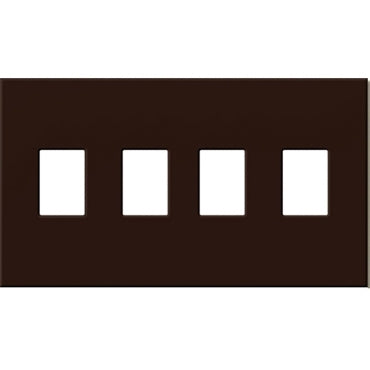 Lutron NT-SSSS-FB-BR Nova T Screwless 4 Gang Wallplate Decora Opening in Brown, Matte Finish
