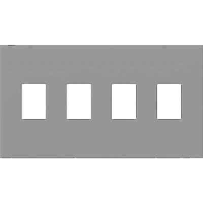 Lutron NT-SSSS-FB-GR Nova T Screwless 4 Gang Wallplate Decora Opening in Gray, Matte Finish