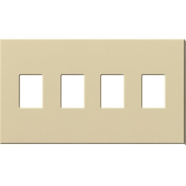 Lutron NT-SSSS-FB-IV Nova T Screwless 4 Gang Wallplate Decora Opening in Ivory, Matte Finish