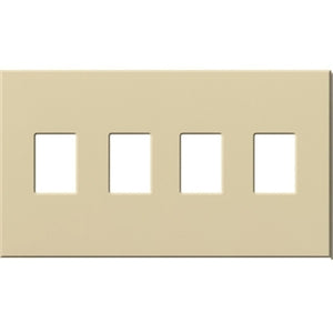 Lutron NT-SSSS-FB-IV Nova T Screwless 4 Gang Wallplate Decora Opening in Ivory, Matte Finish
