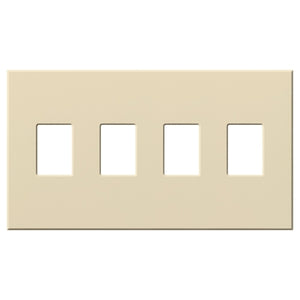 Lutron NT-SSSS-FB-LA Nova T Screwless 4 Gang Wallplate Decora Opening in Light Almond, Matte Finish