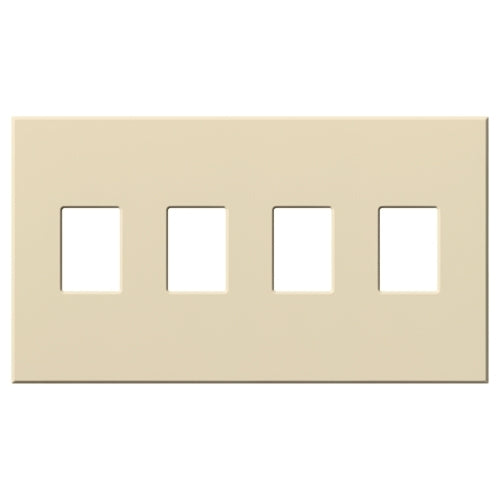 Lutron NT-SSSS-FB-LA Nova T Screwless 4 Gang Wallplate Decora Opening in Light Almond, Matte Finish