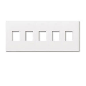 Lutron NT-SSSSS-NFB-WH Nova T Screwless 5 Gang Wallplate Non Fins Broken Decora Opening in White, Matte Finish