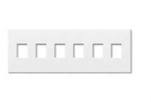 Lutron NT-SSSSSS-NFB-IV Nova T Screwless 6 Gang Wallplate Non Fins Broken Decora Opening in Ivory, Matte Finish