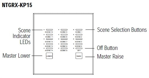 Lutron NTGRX-KP15-IV Grafik Eye 15-Slim Button Wallstation in Ivory
