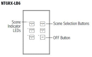 Lutron NTGRX-LB6-BE Grafik Eye 6-Large Button Wallstation in Beige