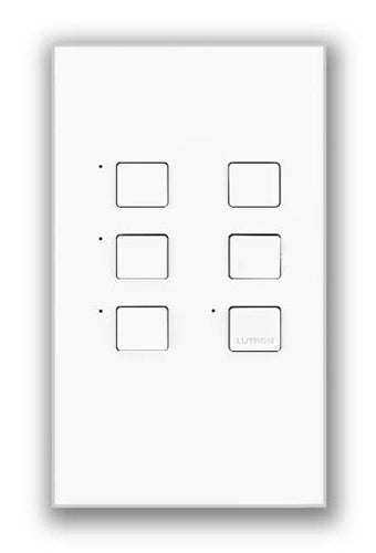 Lutron NTGRX-LB6-RL-WH Grafik Eye 4-Large Button with Raise/Lower Wallstation in White