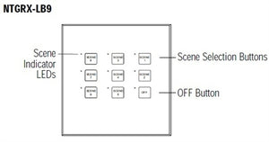 Lutron NTGRX-LB9-IV Grafik Eye 9-Large Button Wallstation in Ivory