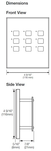 Lutron NTGRX-LB9-RL-IV Grafik Eye 6-Large Button with Off and Raise/Lower Wallstation in Ivory