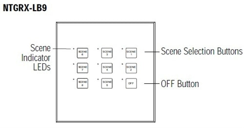 Lutron NTGRX-LB9-WH Grafik Eye 9-Large Button Wallstation in White