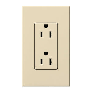 Lutron NTR-15-BE Nova T Receptacles 15A 125V in Beige, Matte Finish