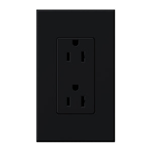 Lutron NTR-15-BL Nova T Receptacles 15A 125V in Black, Matte Finish