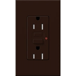 Lutron NTR-15-GFST-BR Nova T Duplex Self-Testing Tamper Resistant 15A 125V GFCI Receptacle Brown, Matte Finish
