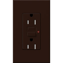 Lutron NTR-15-GFTR-BR Nova T Duplex Tamper Resistant GFCI Receptacles 15A 125V in Brown, Matte Finish (Replaced by NTR-15-GFST-BR)
