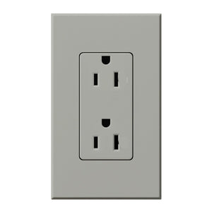 Lutron NTR-15-GR Nova T Receptacles 15A 125V in Gray, Matte Finish