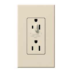 Lutron NTR-15-HDTR-LA Nova T 15A 120/125V Tamper Resistant Duplex Receptacle with Top Half Dimming in Light Almond, Matte Finish