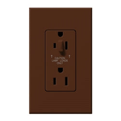 Lutron NTR-15-HDTR-SI Nova T 15A 120/125V Tamper Resistant Duplex Receptacle with Top Half Dimming in Sienna, Matte Finish