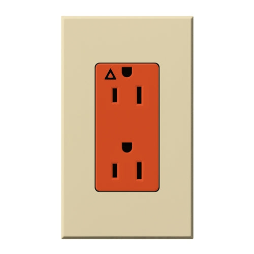 Lutron NTR-15-IG-OR-IV Nova T 15A, 125V, Isolated Ground Receptacle in Ivory, Matte Finish
