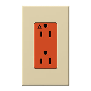 Lutron NTR-15-IG-OR-IV Nova T 15A, 125V, Isolated Ground Receptacle in Ivory, Matte Finish