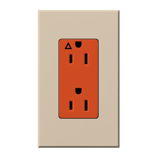 Lutron NTR-15-IG-OR-TP Nova T 15A, 125V, Isolated Ground Receptacle in Taupe, Matte Finish