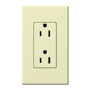 Lutron NTR-15-TR-AL Nova T Tamper Resistant Receptacles 15A 125V in Almond, Matte Finish