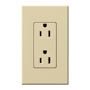Lutron NTR-15-TR-IV Nova T Tamper Resistant Receptacles 15A 125V in Ivory, Matte Finish