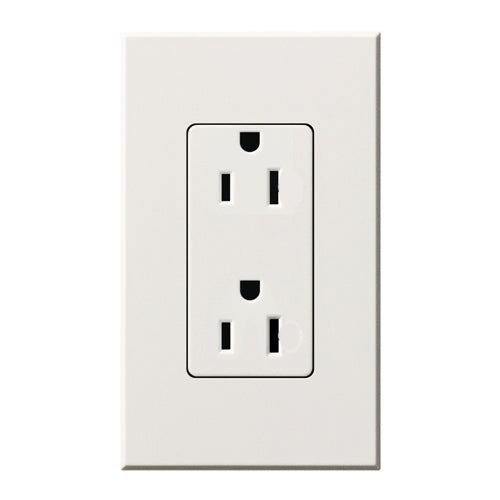 Lutron NTR-15-WH Nova T Receptacles 15A 125V in White, Matte Finish