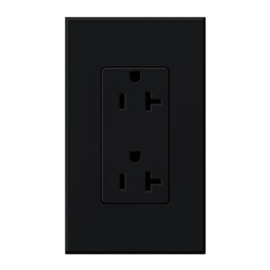 Lutron NTR-20-BL Nova T Receptacles 20A 125V in Black, Matte Finish
