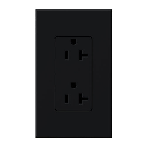 Lutron NTR-20-BL Nova T Receptacles 20A 125V in Black, Matte Finish