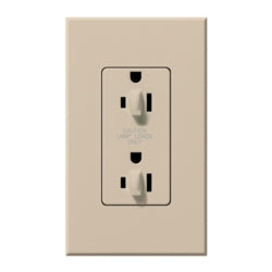 Lutron NTR-20-DDTR-TP Nova T 20A 120/125V Dual Dimming Tamper Resistant Duplex Receptacle in Taupe, Matte Finish