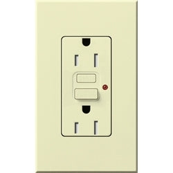 Lutron NTR-20-GFST-AL Nova T Duplex Self-Testing Tamper Resistant 20A 125V GFCI Receptacle in Almond, Matte Finish