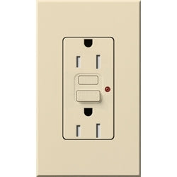 Lutron NTR-20-GFST-BE Nova T Duplex Self-Testing Tamper Resistant 20A 125V GFCI Receptacle in Beige, Matte Finish