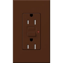 Lutron NTR-20-GFST-SI Nova T Duplex Self-Testing Tamper Resistant 20A 125V GFCI Receptacle in Sienna, Matte Finish