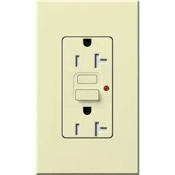 Lutron NTR-20-GFTR-AL Nova T Duplex Tamper Resistant GFCI Receptacles 20A 125V in Almond, Matte Finish (Replaced by NTR-20-GFST-AL)