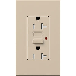 Lutron NTR-20-GFTR-TP Nova T Duplex Tamper Resistant GFCI Receptacles 20A 125V in Taupe, Matte Finish (Replaced by NTR-20-GFST-TP)