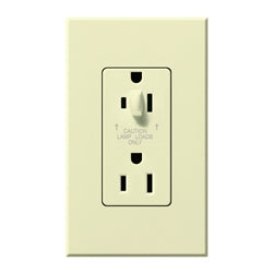 Lutron NTR-20-HDTR-AL Nova T 20A 120/125V Tamper Resistant Duplex Receptacle with Top Half Dimming in Almond, Matte Finish