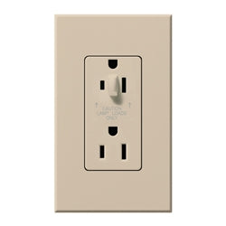 Lutron NTR-20-HDTR-TP Nova T 20A 120/125V Tamper Resistant Duplex Receptacle with Top Half Dimming in Taupe, Matte Finish