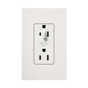 Lutron NTR-20-HDTR-WH Nova T 20A 120/125V Tamper Resistant Duplex Receptacle with Top Half Dimming in White, Matte Finish