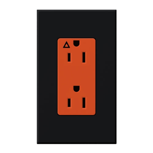 Lutron NTR-20-IG-OR-BL Nova T 20A, 125V, Isolated Ground Receptacle in Black, Matte Finish