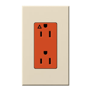 Lutron NTR-20-IG-OR-LA Nova T 20A, 125V, Isolated Ground Receptacle in Light Almond, Matte Finish