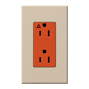 Lutron NTR-20-IG-OR-TP Nova T 20A, 125V, Isolated Ground Receptacle in Taupe, Matte Finish