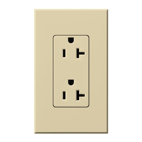 Lutron NTR-20-IV Nova T Receptacles 20A 125V in Ivory, Matte Finish