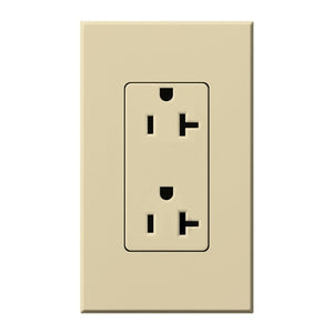 Lutron NTR-20-IV Nova T Receptacles 20A 125V in Ivory, Matte Finish