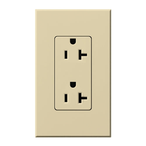 Lutron NTR-20-TR-IV Nova T Tamper Resistant Receptacles 20A 125V in Ivory, Matte Finish