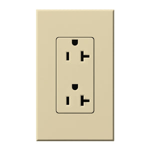 Lutron NTR-20-TR-IV Nova T Tamper Resistant Receptacles 20A 125V in Ivory, Matte Finish
