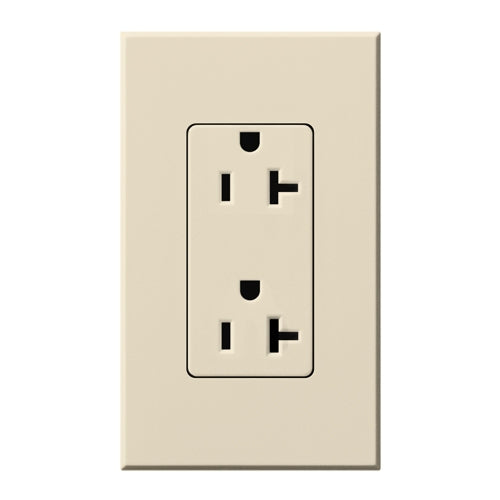 Lutron NTR-20-TR-LA Nova T Tamper Resistant Receptacles 20A 125V in Light Almond, Matte Finish
