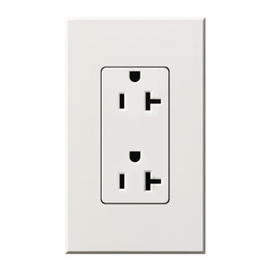 Lutron NTR-20-TR-WH Nova T Tamper Resistant Receptacles 20A 125V in White, Matte Finish